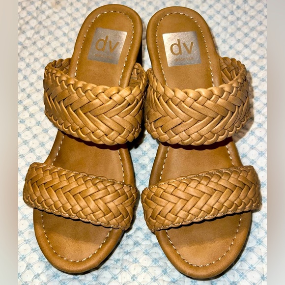 Dolce Vita Braided Double Strap High Heel Sandals, Tan, Size 7, 4” Heel - Picture 2 of 12